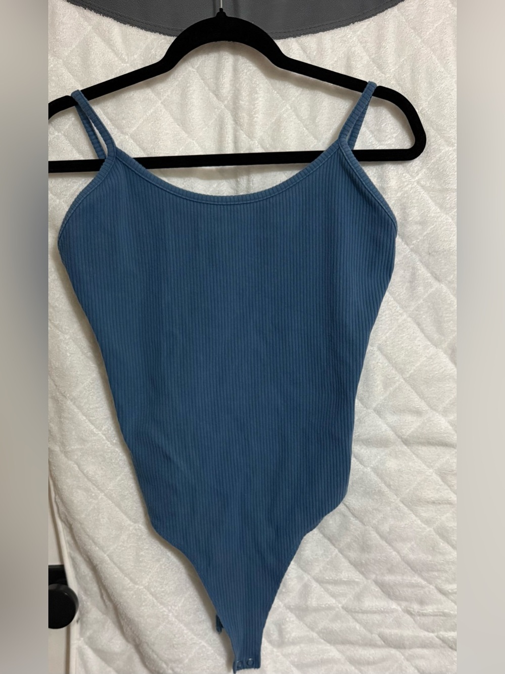 American Eagle Outfitters Ribbed Blue Scoop Neck Bodysuit